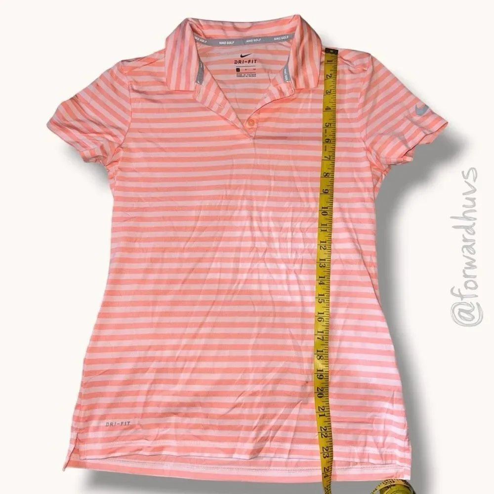 Nike Golf Dri-FIT Polo Pink Stripe Shirt - Small Spots - Size S